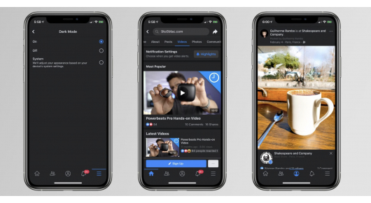 Facebook целосно потемнува и на iPhone